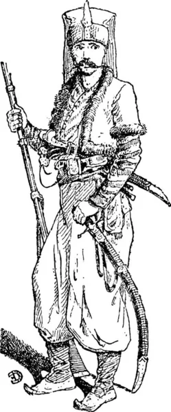 Ein Mann Mit Schwert Und Helm — Stockvektor