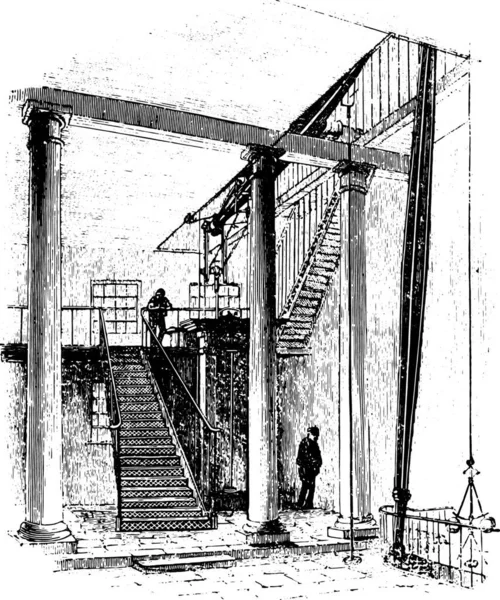 Motor Doble Efecto Obras Zinc Carretera Ciudad Londres Ilustración Grabada — Archivo Imágenes Vectoriales