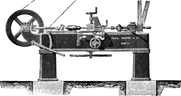 Roues Fente Machine Élévation Illustration Gravée Vintage Encyclopédie Industrielle Lami — Image vectorielle