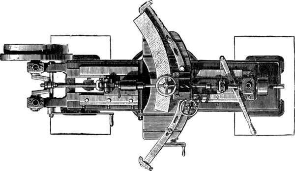 Roues Fente Machine Plan Illustration Gravée Vintage Encyclopédie Industrielle Lami — Image vectorielle