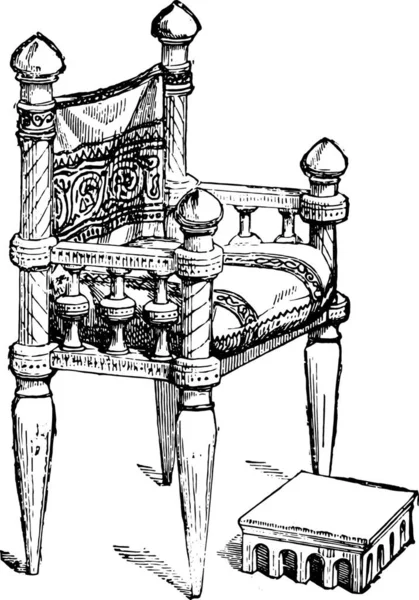 Cadeira Século Xii Vintage Gravada Ilustração Enciclopédia Industrial Lami 1875 —  Vetores de Stock