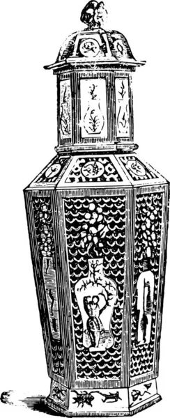 Винтажный Фонарь Черно Белым Фоном — стоковый вектор