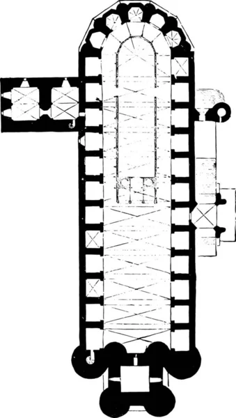 Mapa Albi Cathedral Vintage Ilustracji Grawerowane Przemysłowe Encyklopedia Lami 1875 — Wektor stockowy