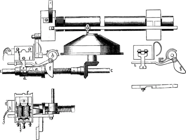 脳の繊維綿 描画フレームに適用される 電気を演技ヴィンテージには 図が刻まれています 産業百科事典 1875 — ストックベクタ