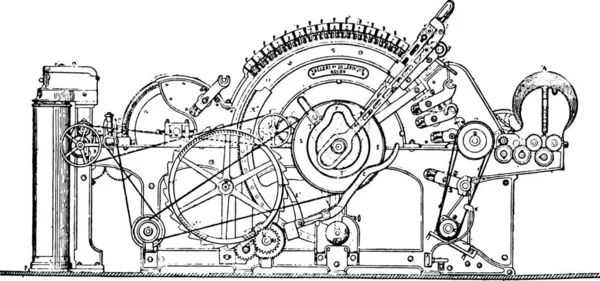 Gemensam Ram För Bomull Med Automatisk Borttagning Vintage Ingraverad Illustration — Stock vektor