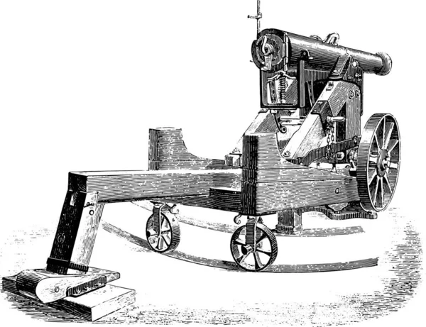 Cannone 138M Vedetta Quadrata Modificata Illustrazione Incisa Epoca Enciclopedia Industriale — Vettoriale Stock