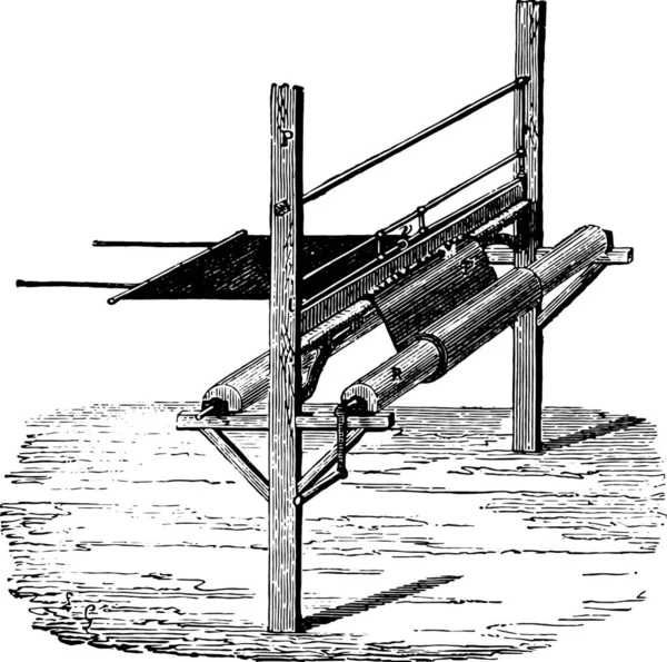 Dispositivo Para Extender Caucho Telas Ilustración Grabada Vintage Enciclopedia Industrial — Archivo Imágenes Vectoriales