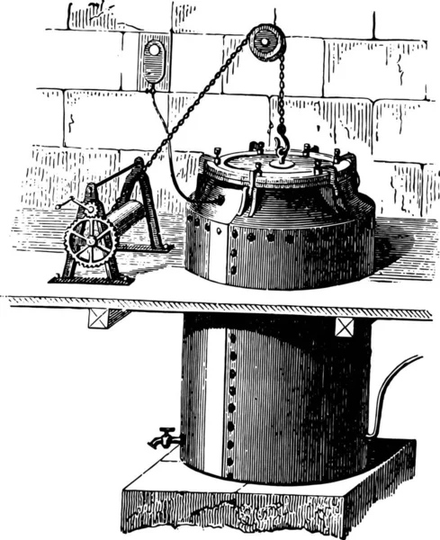Введіть Котла Лікування Vintage Вигравірувано Ілюстрації Промислові Енциклопедія Ламі 1875 — стоковий вектор