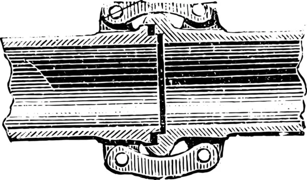 切割两个组装管道 老式雕刻插图 工业百科全书 1875 — 图库矢量图片
