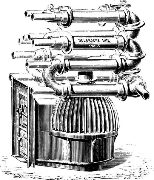 Horno Con Aletas Campana Ilustración Grabada Vintage Enciclopedia Industrial Lami — Archivo Imágenes Vectoriales