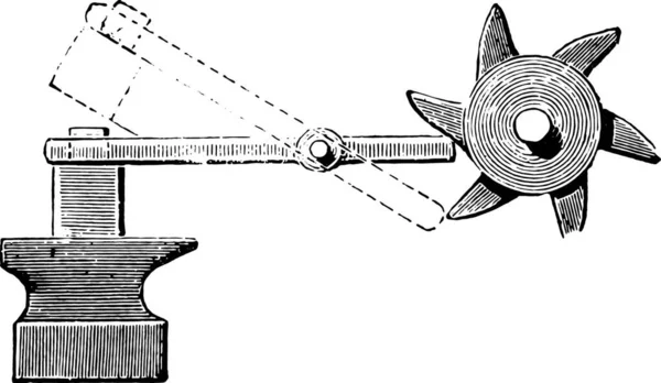 Nockenwelle Auf Hammer Aufgetragen Gravierte Illustration Industrieenzyklopädie Lami 1875 — Stockvektor