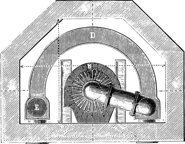 Amplio Horno Sótano Ilustración Grabada Vintage Enciclopedia Industrial Lami 1875 — Archivo Imágenes Vectoriales