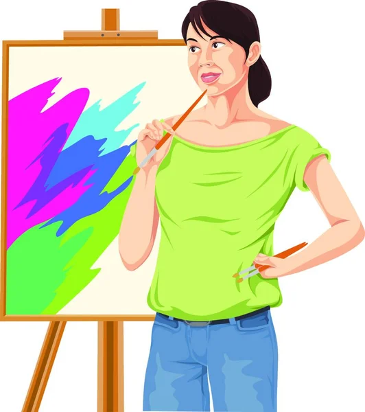 Illustration Woman Brush — Stock Vector