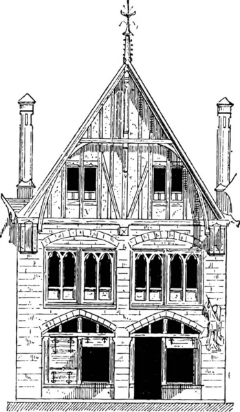 Casa Chateaudun Eure Loir Centre Francia Durante Siglo Xiv Ilustración — Archivo Imágenes Vectoriales