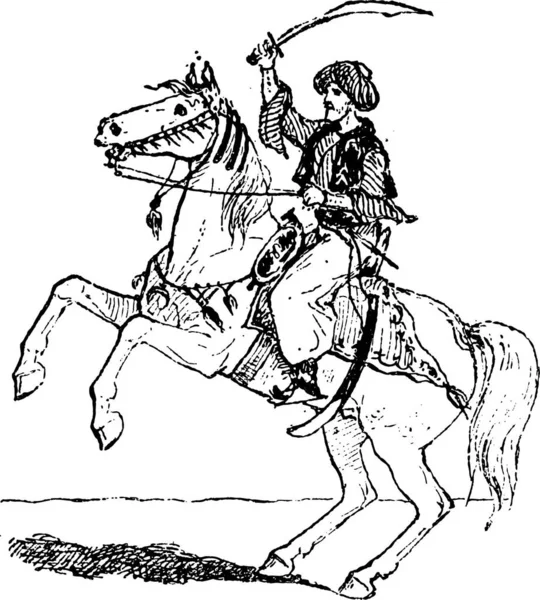 Der Mann Reitet Auf Einem Pferd — Stockvektor