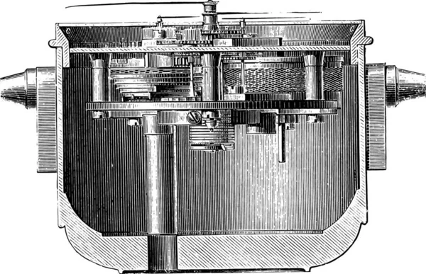 彼の懸濁液のボックスでマリン クロノメーター ヴィンテージには 図が刻まれています 産業百科事典 1875 — ストックベクタ
