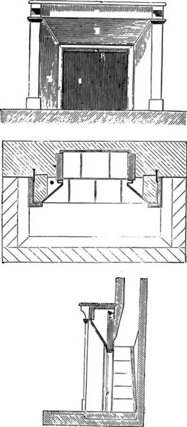 Elevazione Pianta Sezione Illustrazione Incisa Vintage Enciclopedia Industriale Lami 1875 — Vettoriale Stock
