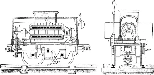 Electric Railway Fig 166 Longitudinal Section Mobile Machine Fig 167 — Stock Vector