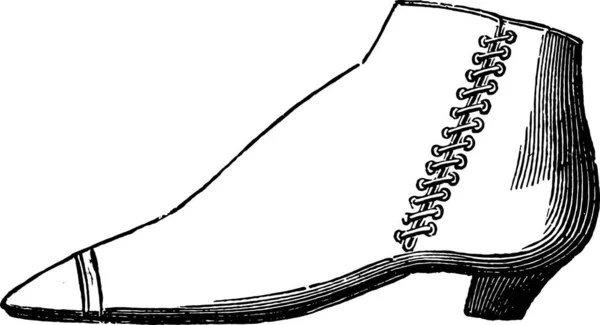 Boot Lace Uitgevouwen Kont Leder Vintage Gegraveerde Afbeelding Industriële Encyclopedie — Stockvector