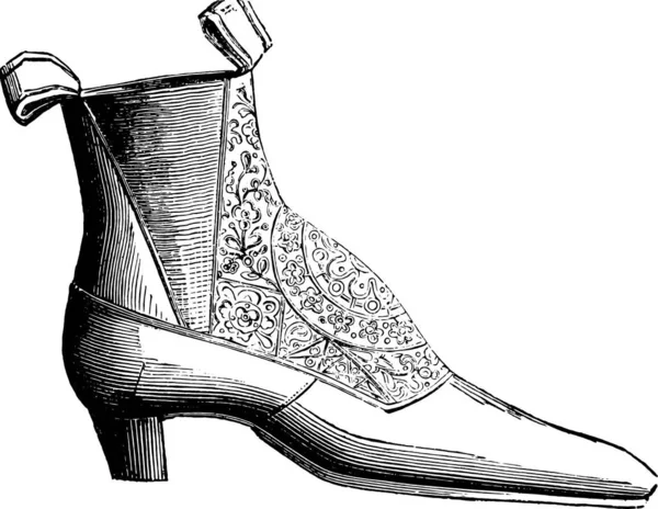 Ankle Boot Low Elastic Silk Vintage Engraved Illustration Industrial Encyclopedia — Stock Vector
