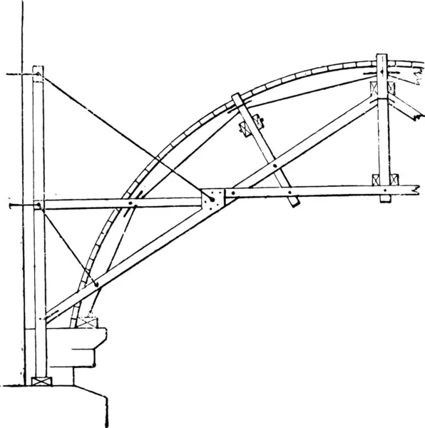 吊架悬挂拱门的 Roquefavour 复古镌刻插图 工业百科全书 1875 — 图库矢量图片