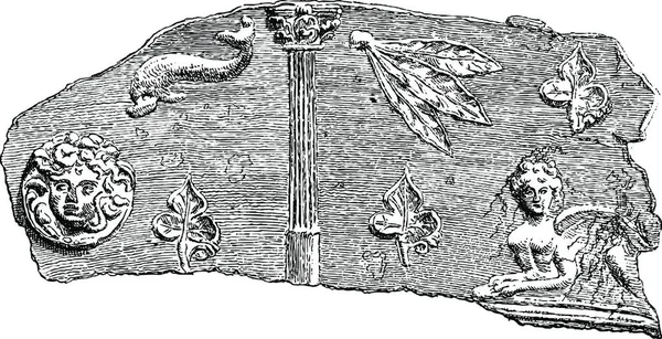 Fragment Van Een Sarcofaag Gevonden Necropolis Van Hanaoueh Bij Tyrus — Stockvector