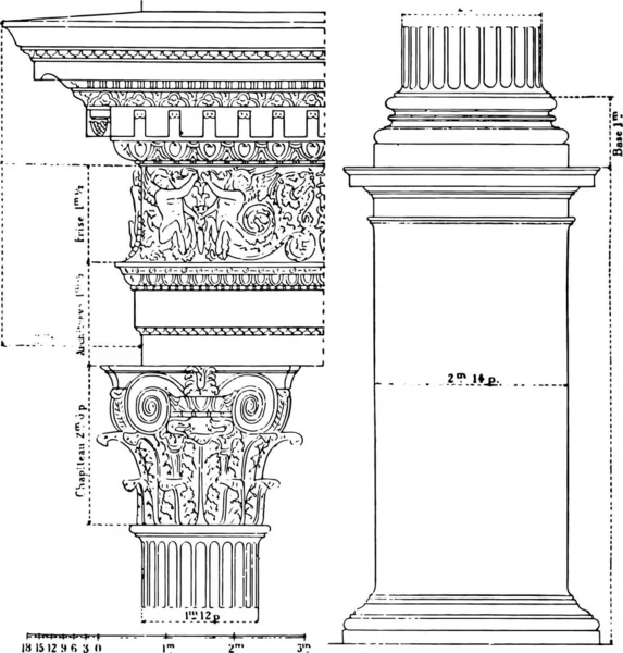 Esboço Vetorial Arquitetura Grega Antiga —  Vetores de Stock
