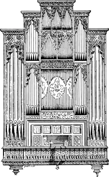 Organ Perpignan Cathedral Vintage Engraved Illustration Dictionary Words Things Larive — Stock Vector