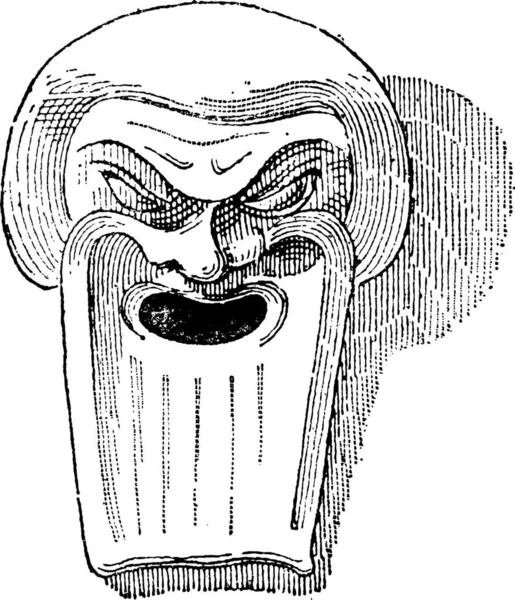 그리스 Clay Mask 고전적 단어와 사물에 Larive Fleury 1895 — 스톡 벡터