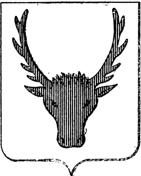 Moose Coat Arms Mostrando Cabeça Alce Ilustração Gravada Vintage Dicionário —  Vetores de Stock