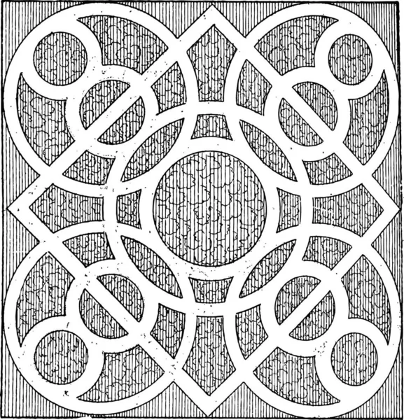 Meander Labyrinth Pattern Garden 청결의 Androuet Cerceau Vintolled Illustration 단어와 — 스톡 벡터