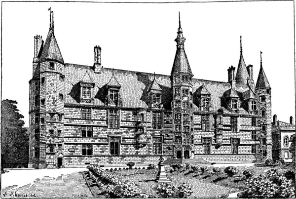 公爵宫在韦尔 勃艮第 复古刻的插图 单词和事 Larive 和弗洛瑞 1895年的字典 — 图库矢量图片