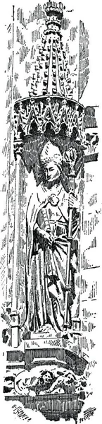 在巴黎 圣洁教堂举行的圣徒雕像一个利基复古刻图 单词和事 Larive 和弗洛瑞 1895年的字典 — 图库矢量图片