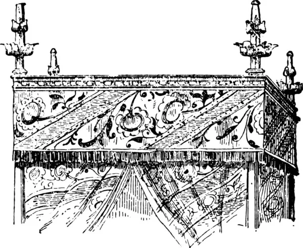 Винтажная Гравированная Иллюстрация Скамейки Трубой Стулом — стоковый вектор