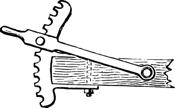 円弧切欠き幅用レギュレータ ヴィンテージには 図が刻まれています 産業百科事典 1875 — ストックベクタ