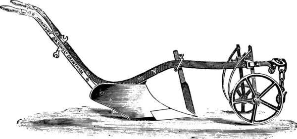 Plow Hornsby Para Suelos Ligeros Ilustración Grabada Vintage Enciclopedia Industrial — Vector de stock