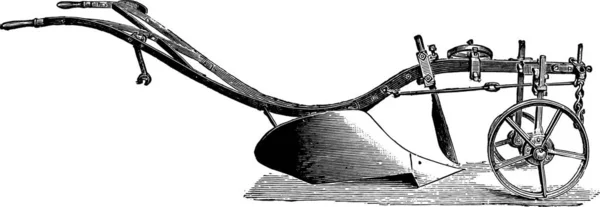 クック ビンテージの刻まれた図を耕します 産業百科事典 1875 — ストックベクタ