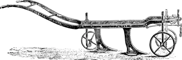 Subsoiler 빈티지 그림을 새겨져 1875 — 스톡 벡터