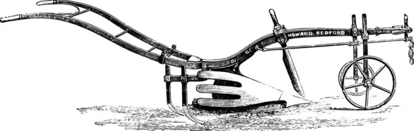 霍华德犁耙牙与清道夫在后面 复古刻插图 工业百科全书 1875 — 图库矢量图片