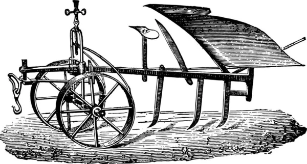 混合ロッキング Bajac ドライエ ビンテージの刻まれた図を耕します 産業百科事典 1875 — ストックベクタ