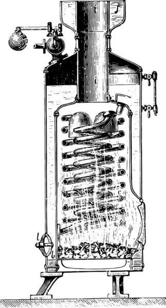 Illustrazione Retrò Incisa Vintage Una Macchina — Vettoriale Stock