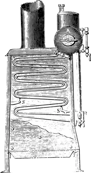 Vintage Engraved Illustration Glass Water Pump — Stock Vector