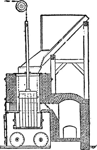 Elektrische Oven Spray Voor Bereiding Van Calciumcarbide Vintage Gegraveerde Afbeelding — Stockvector