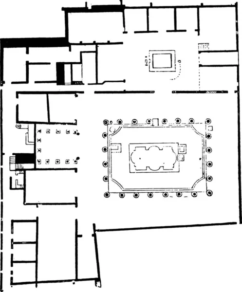 Plan Maison Des Néréides Illustration Gravée Vintage Vie Privée Famille — Image vectorielle