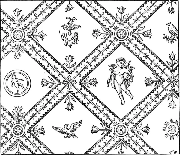 Оздоблення Стін Після Стародавньої Картини Вінтажні Гравіровані Ілюстрації — стоковий вектор