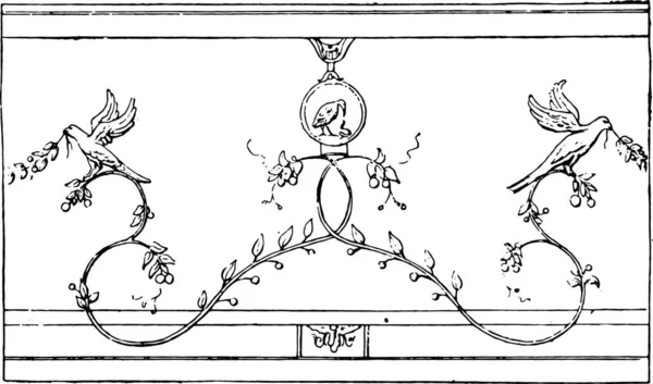 Serie Illustrazione Vettoriale Elementi Floreali Incisi Bianco Nero — Vettoriale Stock