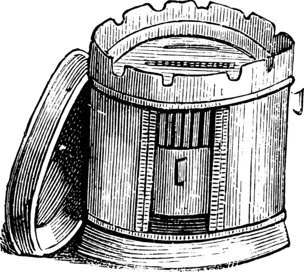 Illustrazione Xilografica Barile Birra — Vettoriale Stock