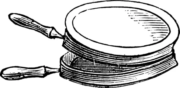 Pan För Matlagning Kotletter Spisen För Lunch Vintage Ingraverad Illustration — Stock vektor