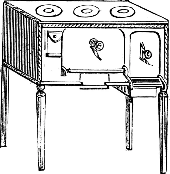 Dřevořez Ilustrace Židle Stolem — Stockový vektor