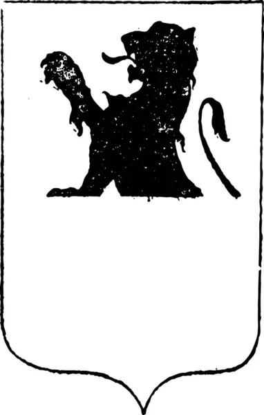 コートの腕の中で半分ライオン ヴィンテージの図を刻まれています 辞書の単語と物事を Larive 1895 — ストックベクタ